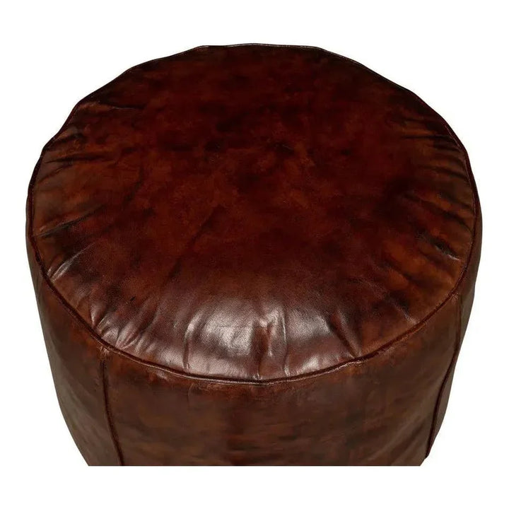 Soccerball Round Leather Stool - LOOMLAN - Sarreid - Poufs and Stools