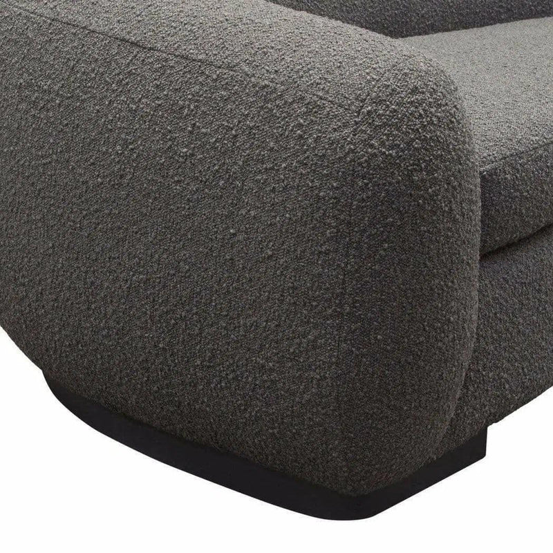 Sofa in Charcoal Boucle Textured Fabric Contoured Arms & Back Sofas & Loveseats LOOMLAN By Diamond Sofa