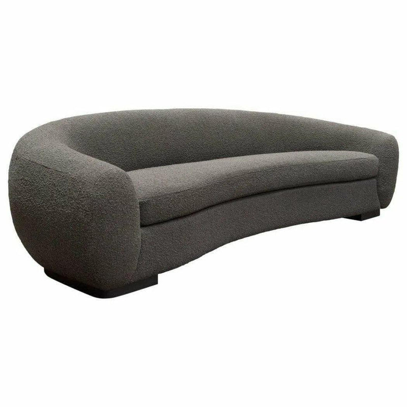 Sofa in Charcoal Boucle Textured Fabric Contoured Arms & Back Sofas & Loveseats LOOMLAN By Diamond Sofa