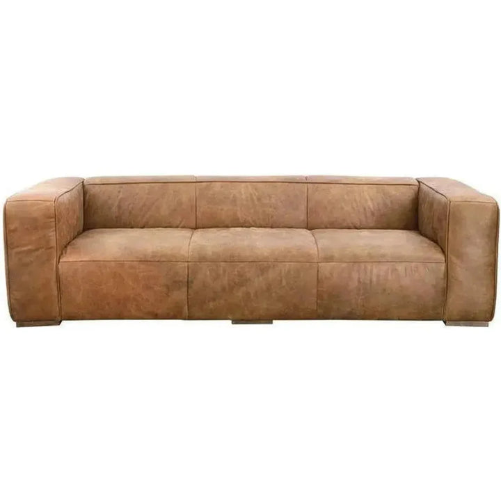 Sofa Open Road Brown Leather Industrial - LOOMLAN - Moe's Home - Sofas & Loveseats