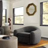 Sofa in Charcoal Boucle Textured Fabric Contoured Arms & Back Sofas & Loveseats LOOMLAN By Diamond Sofa