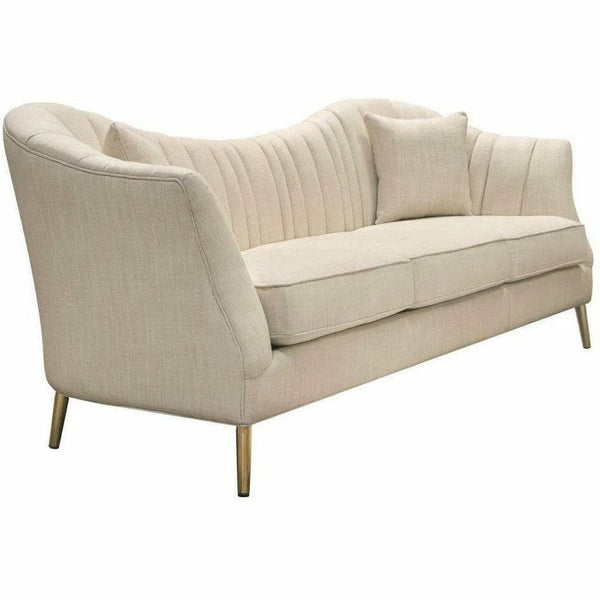 Sofa in Sand Linen Fabric Gold Leg Sofas & Loveseats LOOMLAN By Diamond Sofa