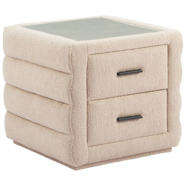 Soffice Two Drawers Shearling Fabric Nightstand