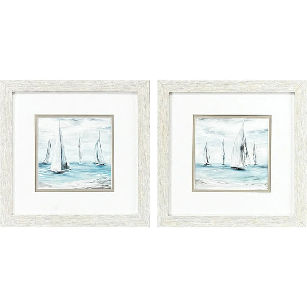 Soft Summer Wind Blue Framed Wall Art 2PC