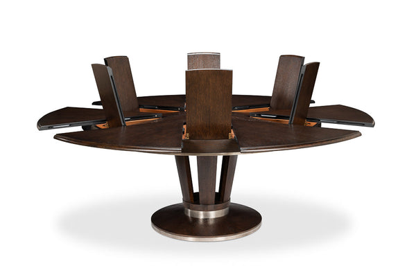 Soho Jupe Extendable Round Dining Table Burnt Brown-Dining Tables-Sarreid-LOOMLAN