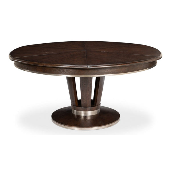 Soho Jupe Extendable Round Dining Table Burnt Brown-Dining Tables-Sarreid-LOOMLAN