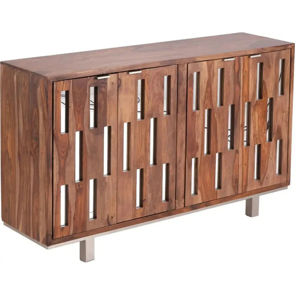 Getson Wooden Brown 4 Door Sideboard - LOOMLAN - LOOMLAN - Sideboards