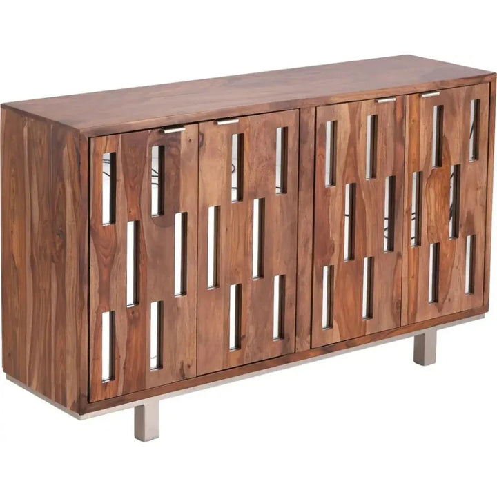 Getson Wooden Brown 4 Door Sideboard - LOOMLAN - LOOMLAN - Sideboards