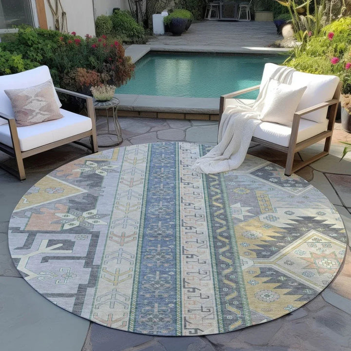 Solara Gray Washable Indoor-Outdoor Rug-Outdoor Rugs-LOOMLAN Rugs-LOOMLAN