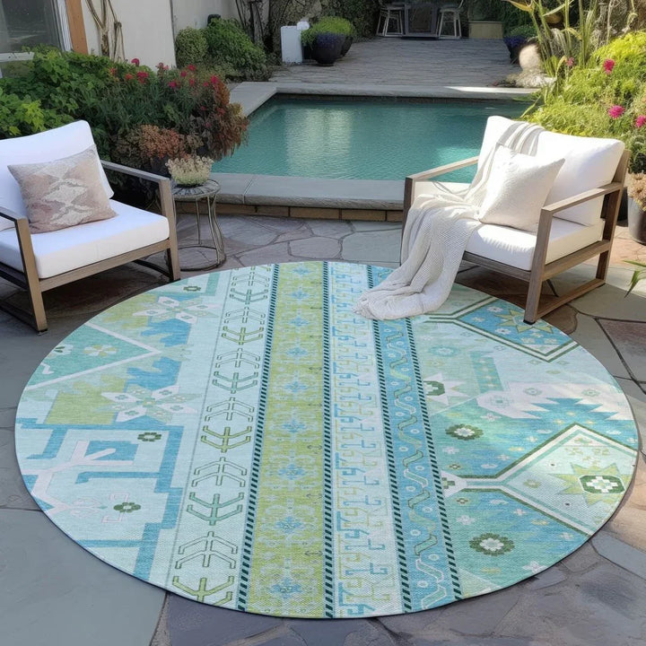 Solara Green Washable Indoor-Outdoor Rug-Outdoor Rugs-LOOMLAN Rugs-LOOMLAN