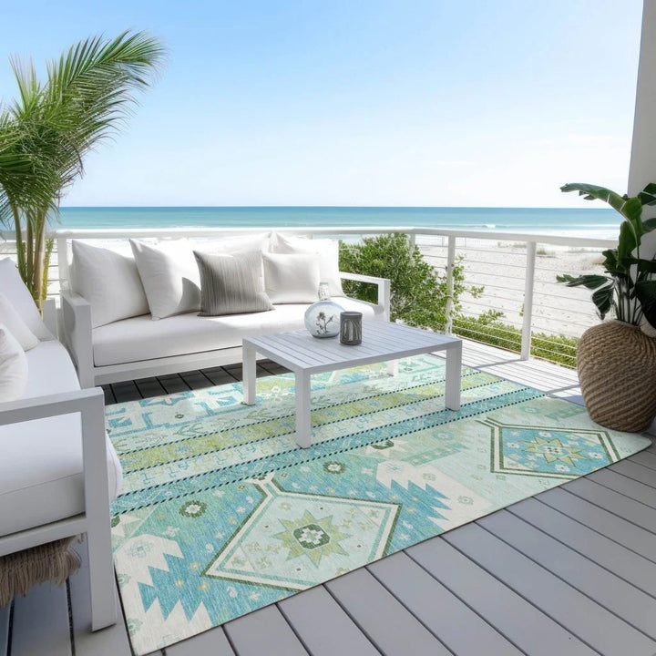 Solara Green Washable Indoor-Outdoor Rug-Outdoor Rugs-LOOMLAN Rugs-LOOMLAN