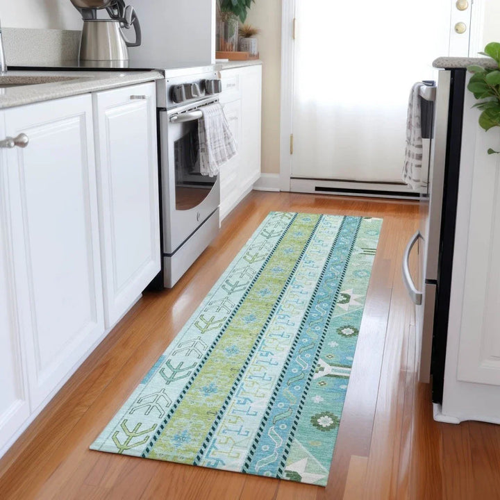 Solara Green Washable Indoor-Outdoor Rug-Outdoor Rugs-LOOMLAN Rugs-LOOMLAN