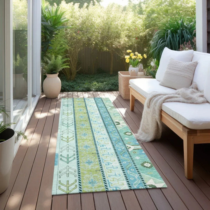 Solara Green Washable Indoor-Outdoor Rug-Outdoor Rugs-LOOMLAN Rugs-LOOMLAN