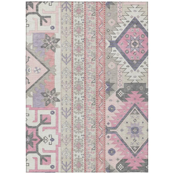 Solara Pink Washable Indoor-Outdoor Rug-Outdoor Rugs-LOOMLAN Rugs-2'6" x 3'10"-LOOMLAN