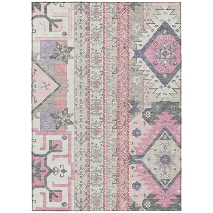 Solara Pink Washable Indoor-Outdoor Rug-Outdoor Rugs-LOOMLAN Rugs-2'6" x 3'10"-LOOMLAN