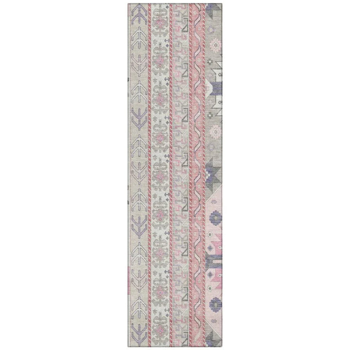 Solara Pink Washable Indoor-Outdoor Rug-Outdoor Rugs-LOOMLAN Rugs-2'3" x 7'6"-LOOMLAN