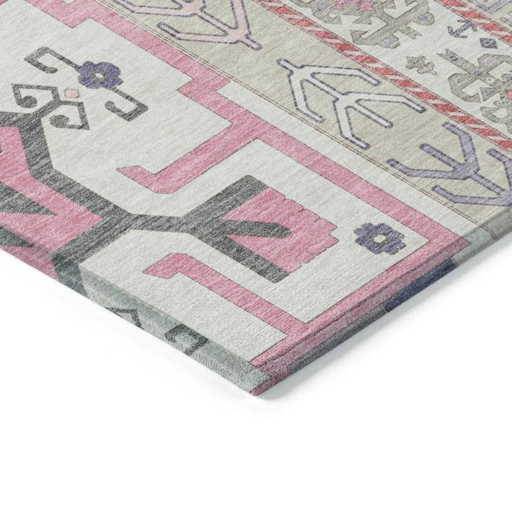 Solara Pink Washable Indoor-Outdoor Rug-Outdoor Rugs-LOOMLAN Rugs-LOOMLAN