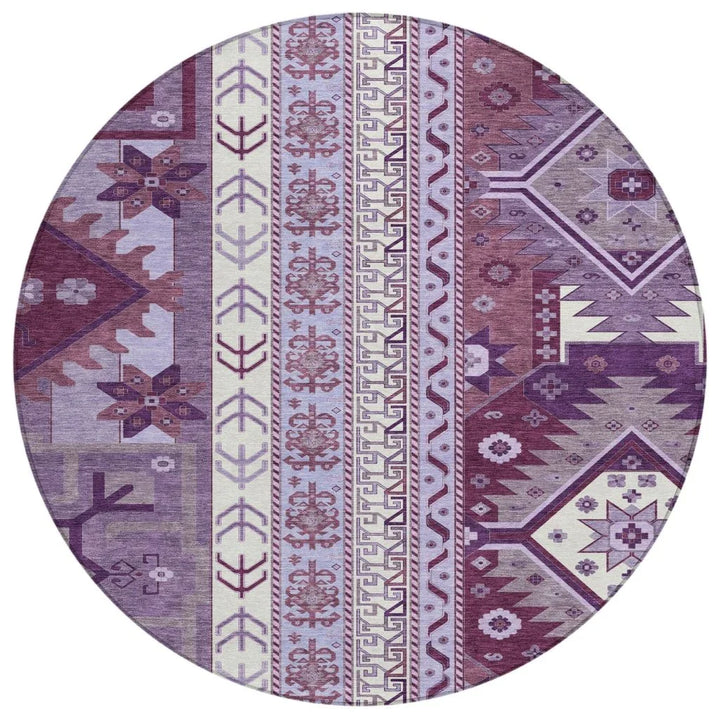 Solara Purple Washable Indoor-Outdoor Rug-Outdoor Rugs-LOOMLAN Rugs-8' x 8'-LOOMLAN