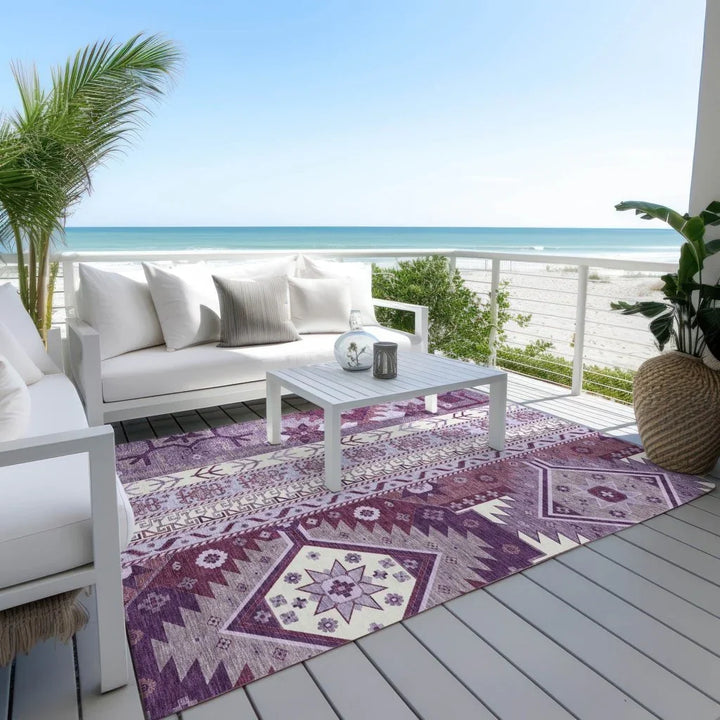 Solara Purple Washable Indoor-Outdoor Rug-Outdoor Rugs-LOOMLAN Rugs-LOOMLAN