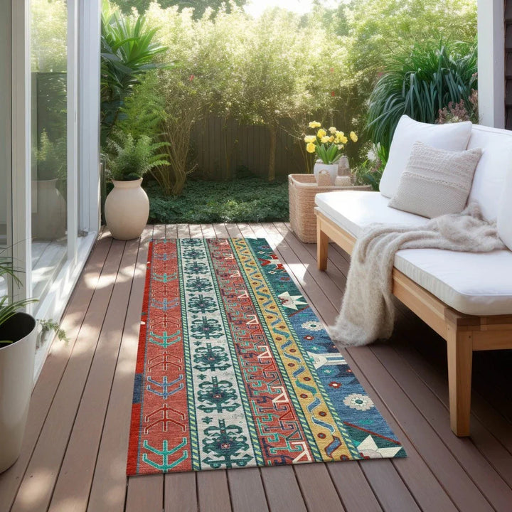 Solara Red Washable Indoor-Outdoor Rug-Outdoor Rugs-LOOMLAN Rugs-LOOMLAN