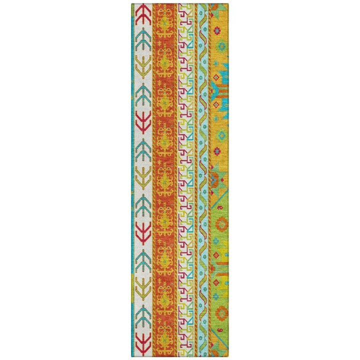 Solara Teal Washable Indoor-Outdoor Rug-Outdoor Rugs-LOOMLAN Rugs-2'3" x 7'6"-LOOMLAN