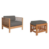 Soleil 2-piece Teak Outdoor Lounge Set with Sunbrella Cushions-Outdoor Lounge Sets-HiTeak-Charcoal-LOOMLAN