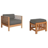 Soleil 2PC Teak Outdoor Lounge Set Sunbrella Cushion-Outdoor Lounge Sets-HiTeak-Charcoal-LOOMLAN