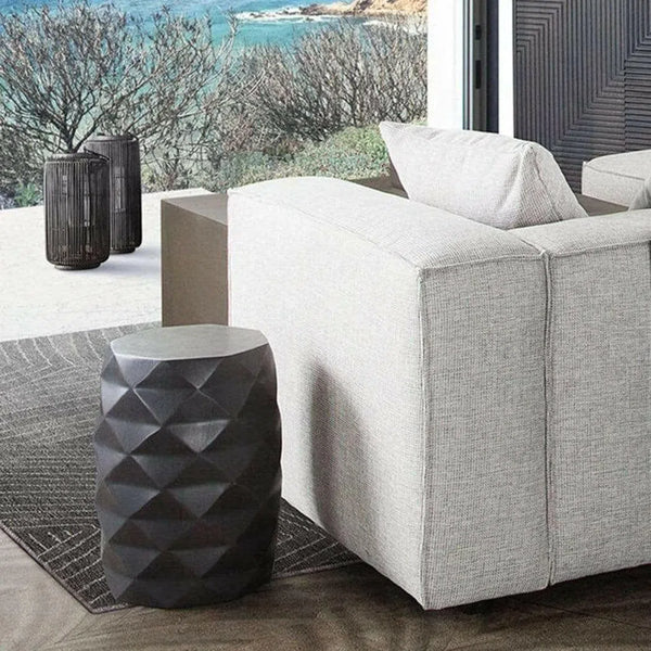 Solid Mango Wood Accent Table in Grey Finish Geometric Motif Side Tables LOOMLAN By Diamond Sofa