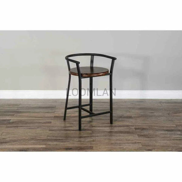 Solid Wood 24"H Counter Height Barstool Wood Seat Counter Stools LOOMLAN By Sunny D