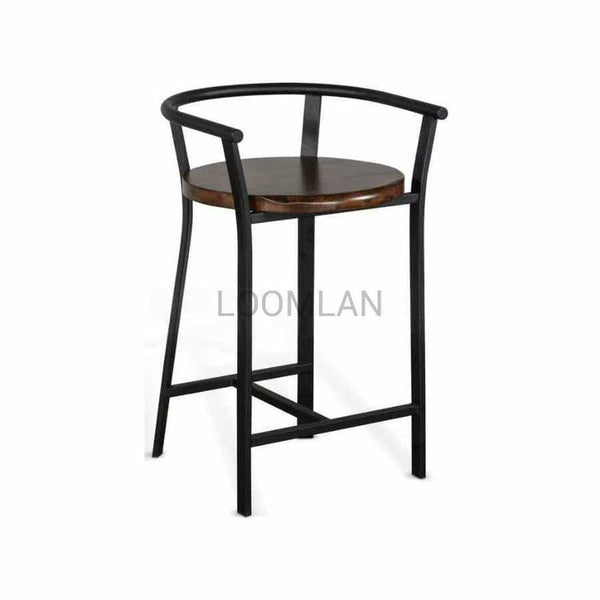 Solid Wood 24"H Counter Height Barstool Wood Seat Counter Stools LOOMLAN By Sunny D