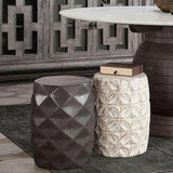 Solid Wood Accent Table Grey Geometric Motif