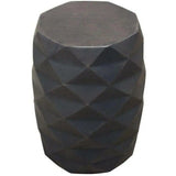 Solid Wood Accent Table Grey Geometric Motif