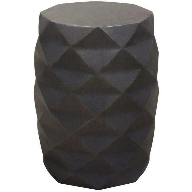 Solid Wood Accent Table Grey Geometric Motif