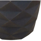 Solid Wood Accent Table Grey Geometric Motif