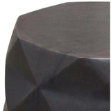 Solid Wood Accent Table Grey Geometric Motif