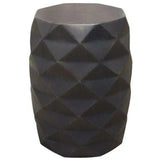 Solid Wood Accent Table Grey Geometric Motif