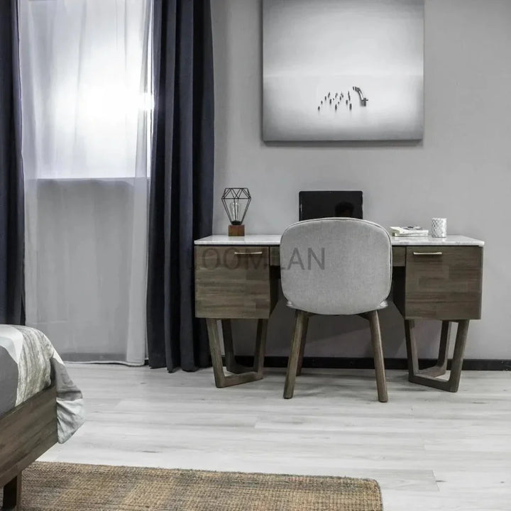 Solid Wood & Marble Mid-Century Desk Aura Writing Desk-Home Office Desks-LH Imports-LOOMLAN