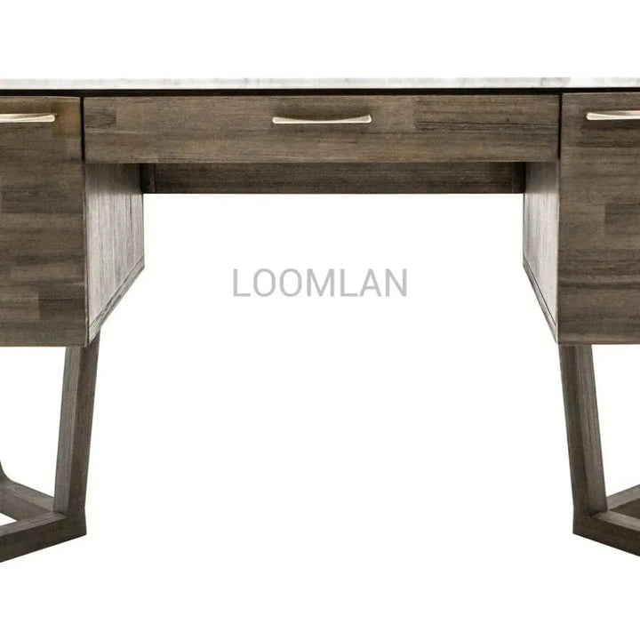 Solid Wood & Marble Mid-Century Desk Aura Writing Desk-Home Office Desks-LH Imports-LOOMLAN