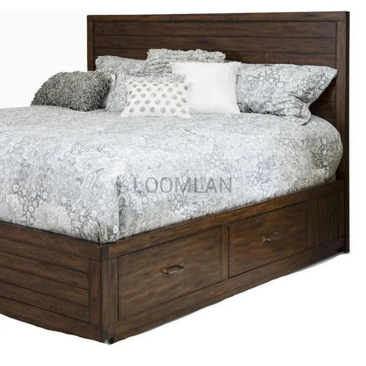 Solid Wood Platform Storage Bed with Drawers - LOOMLAN - Sunny D - Beds