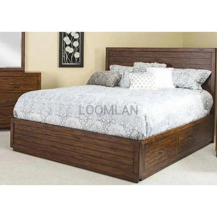 Solid Wood Platform Storage Bed with Drawers - LOOMLAN - Sunny D - Beds