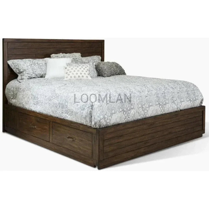 Solid Wood Platform Storage Bed with Drawers - LOOMLAN - Sunny D - Beds