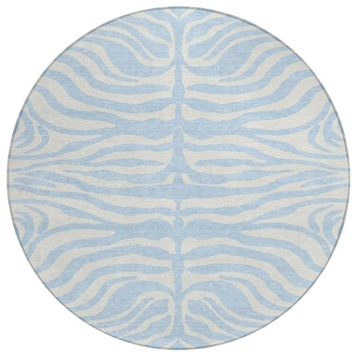 Solstice Blue Washable Indoor-Outdoor Rug-Outdoor Rugs-LOOMLAN Rugs-8' x 8'-LOOMLAN
