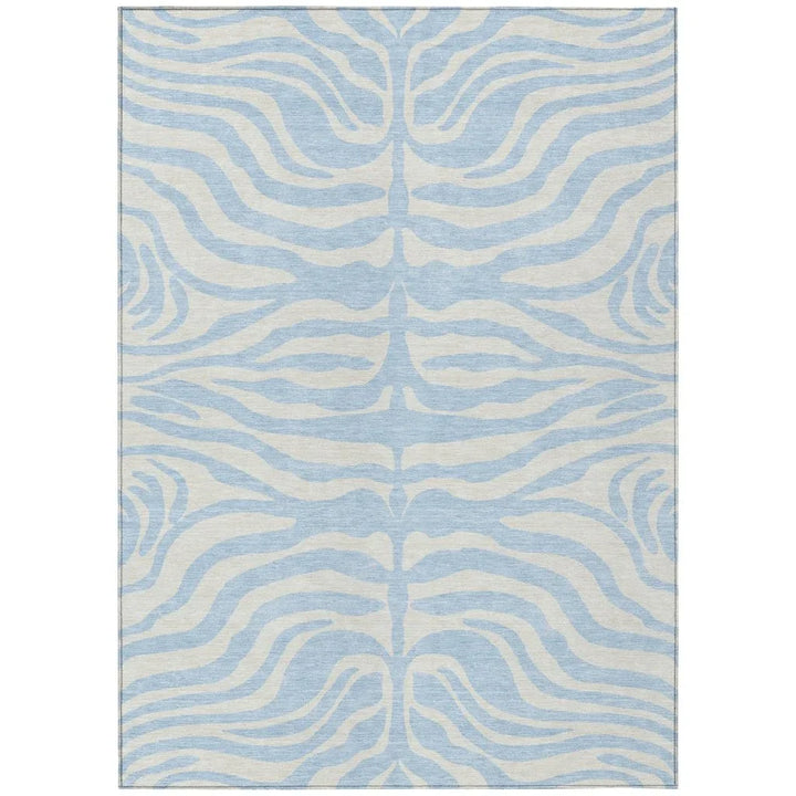 Solstice Blue Washable Indoor-Outdoor Rug-Outdoor Rugs-LOOMLAN Rugs-2'6" x 3'10"-LOOMLAN
