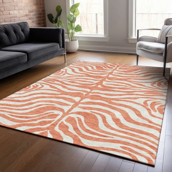 Solstice Coral Washable Indoor-Outdoor Rug-Outdoor Rugs-LOOMLAN Rugs-LOOMLAN