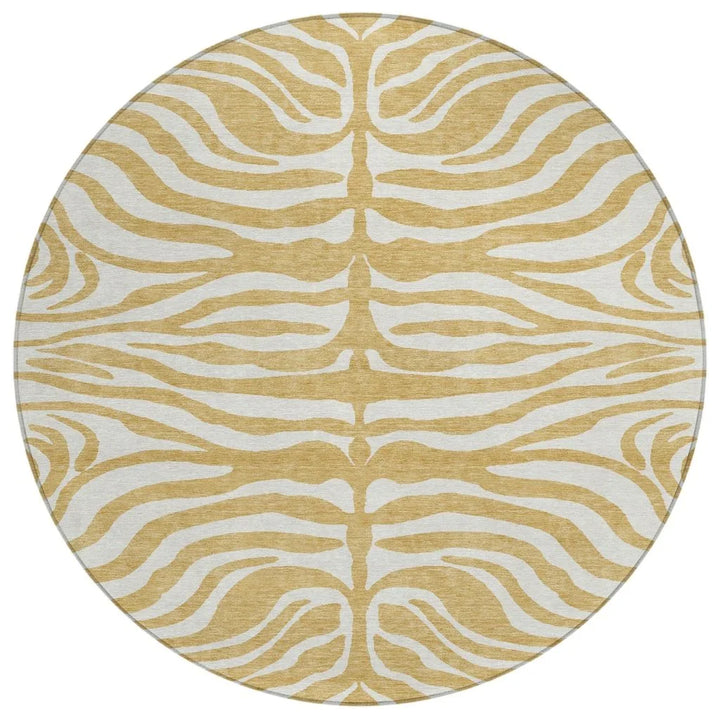 Solstice Gold Washable Indoor-Outdoor Rug-Outdoor Rugs-LOOMLAN Rugs-8' x 8'-LOOMLAN