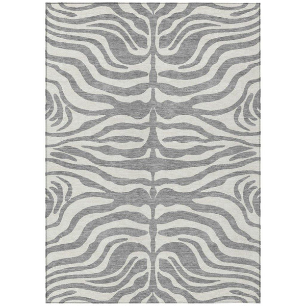 Solstice Gray Washable Indoor-Outdoor Rug-Outdoor Rugs-LOOMLAN Rugs-2'6" x 3'10"-LOOMLAN