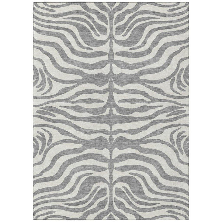 Solstice Gray Washable Indoor-Outdoor Rug-Outdoor Rugs-LOOMLAN Rugs-2'6" x 3'10"-LOOMLAN