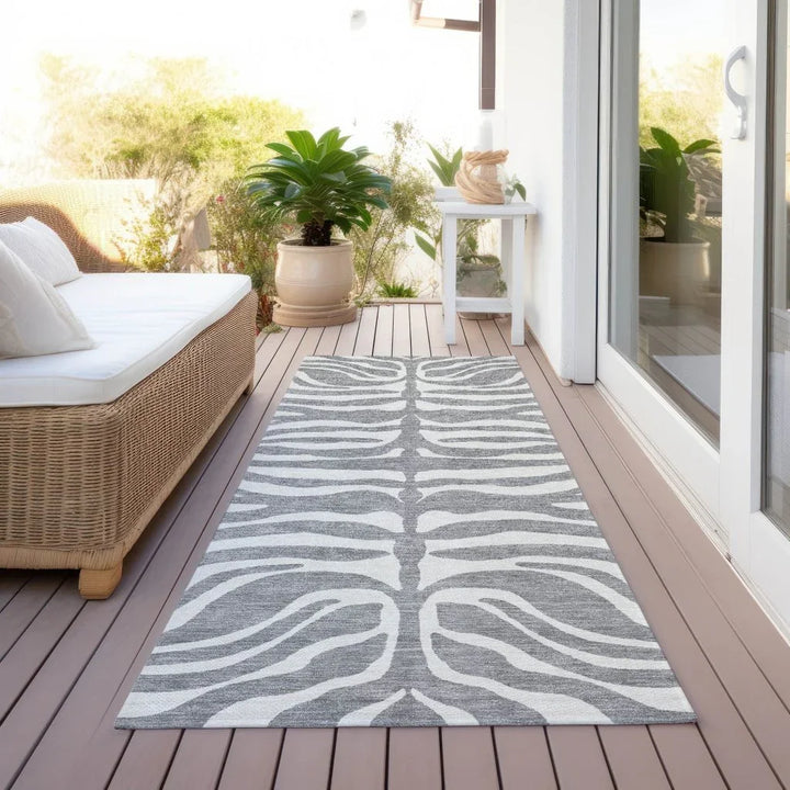 Solstice Gray Washable Indoor-Outdoor Rug-Outdoor Rugs-LOOMLAN Rugs-LOOMLAN
