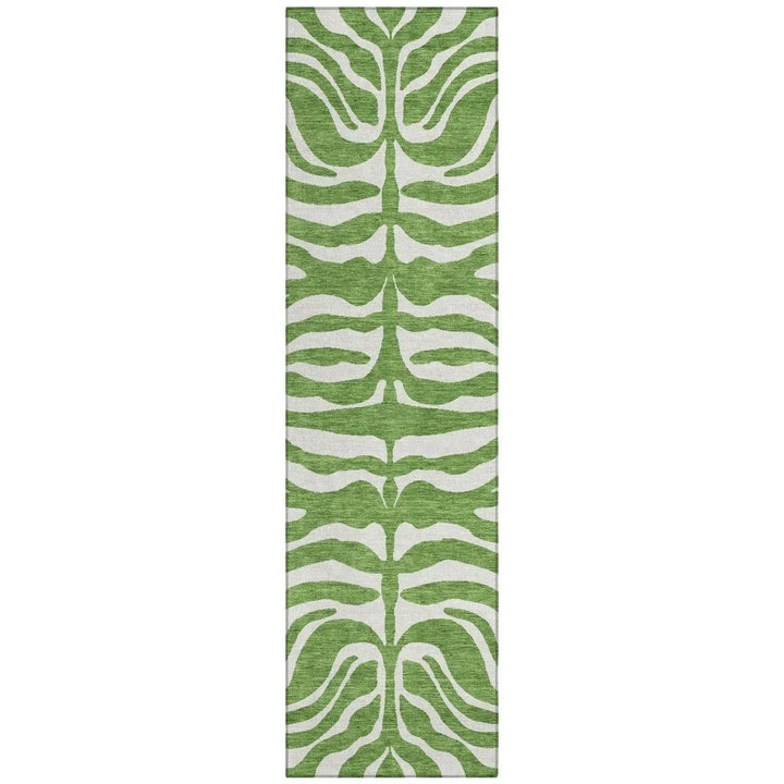 Solstice Green Washable Indoor-Outdoor Rug-Outdoor Rugs-LOOMLAN Rugs-2'3" x 7'6"-LOOMLAN
