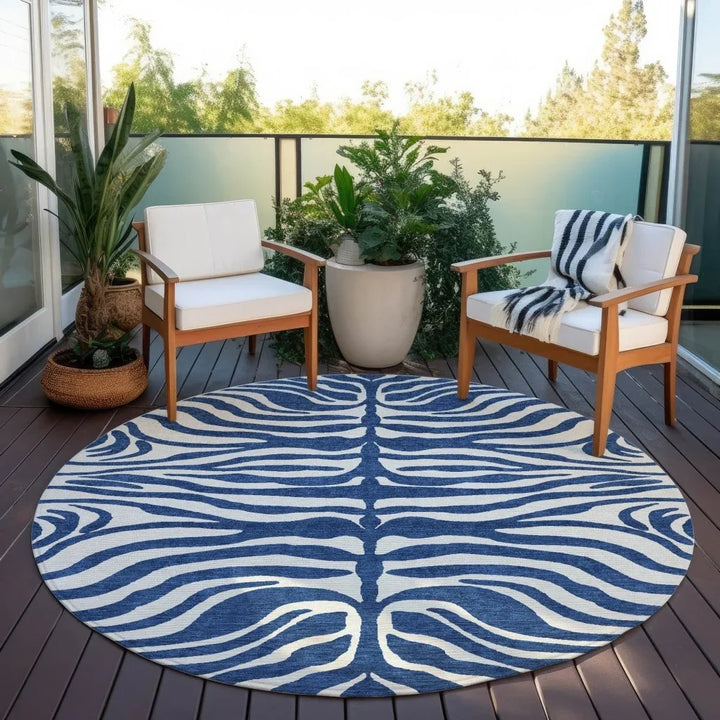 Solstice Navy Washable Indoor-Outdoor Rug-Outdoor Rugs-LOOMLAN Rugs-LOOMLAN